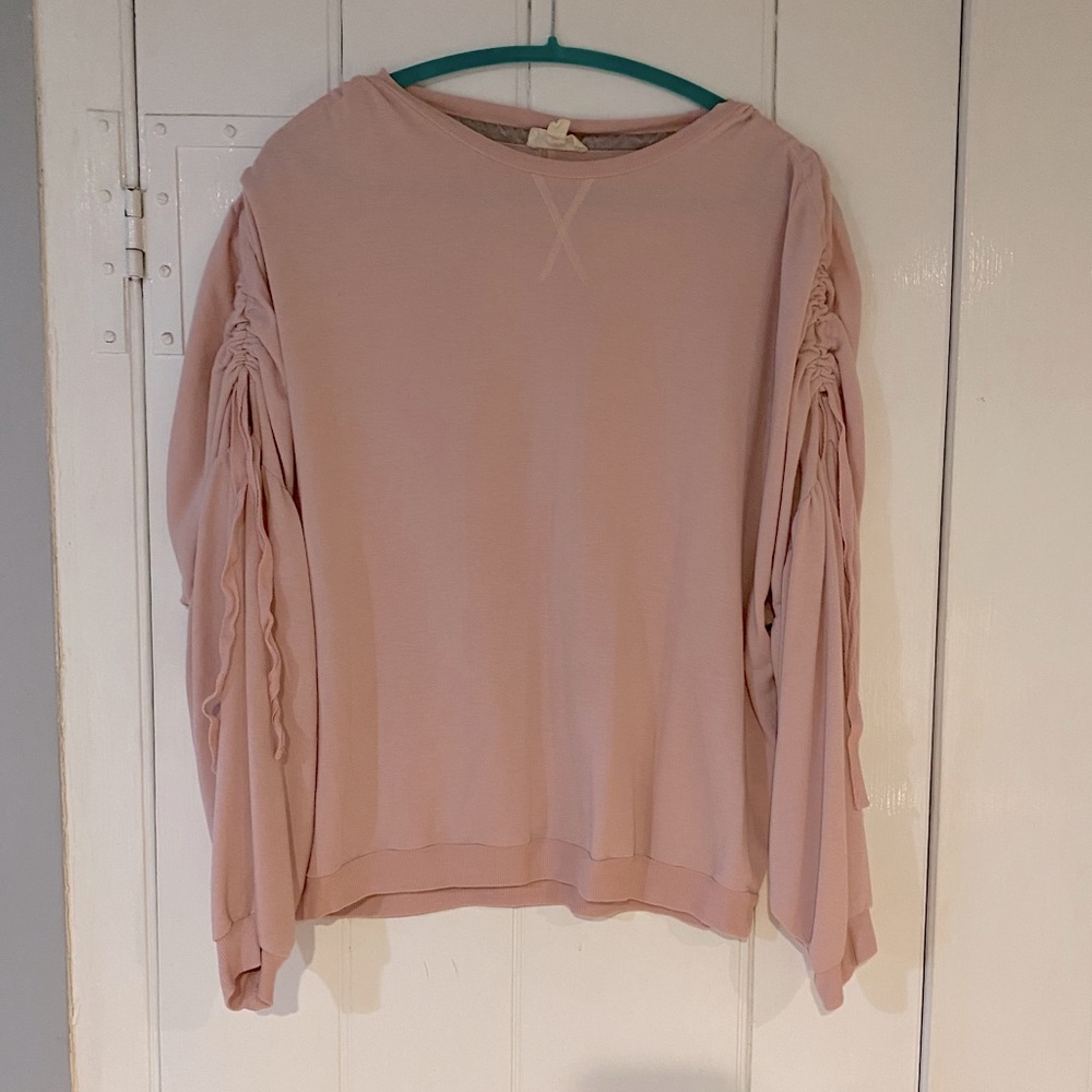 Pink sweatshirt with bell sleeves